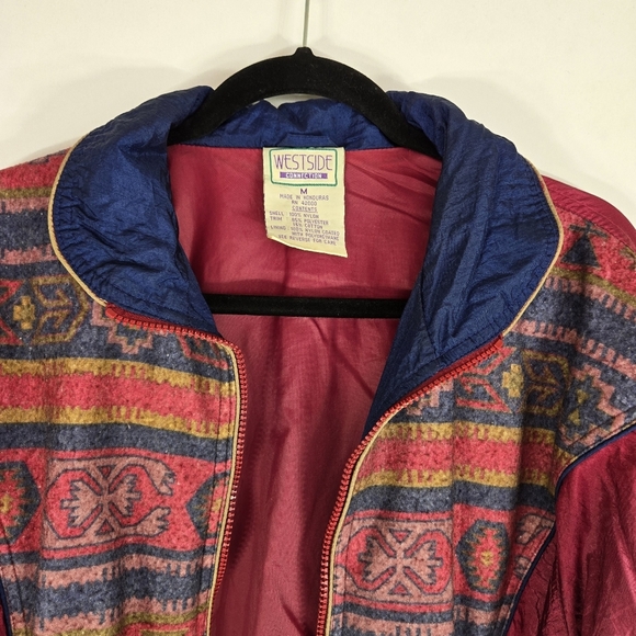 Vintage‎ Westside Connection 90s Aztec Burgundy Blue Windbreaker Long Sleeve - Picture 5 of 17